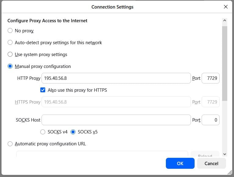 SOCKS v5 Configuration Options