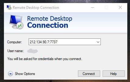 Entering Connection IP